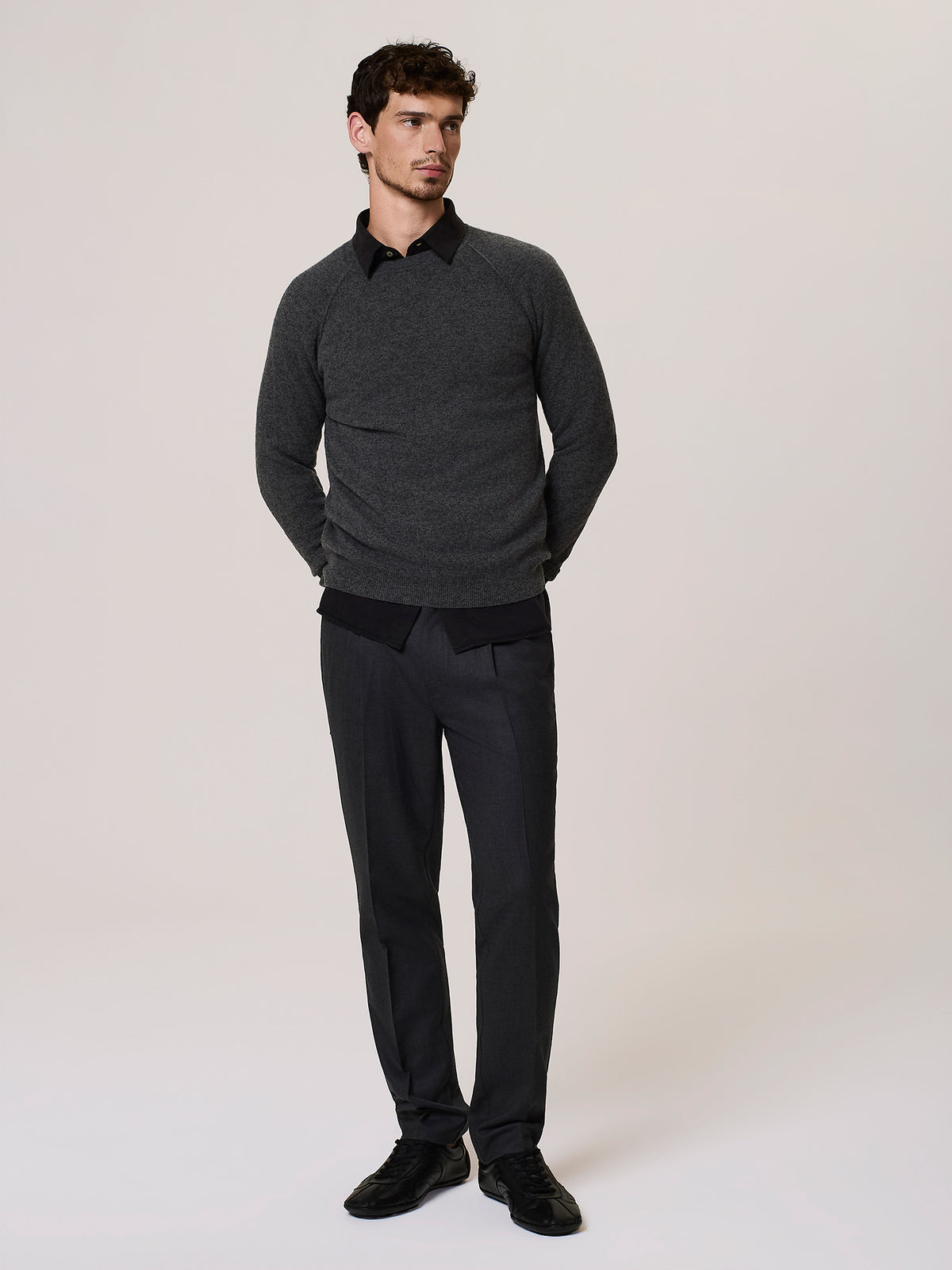 Wool and cashmere crew neck sweater