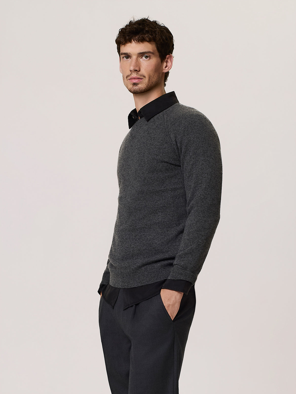 Wool and cashmere crew neck sweater