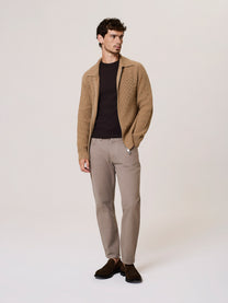 Ribbed full-zip wool-blend cardigan