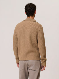 Ribbed full-zip wool-blend cardigan