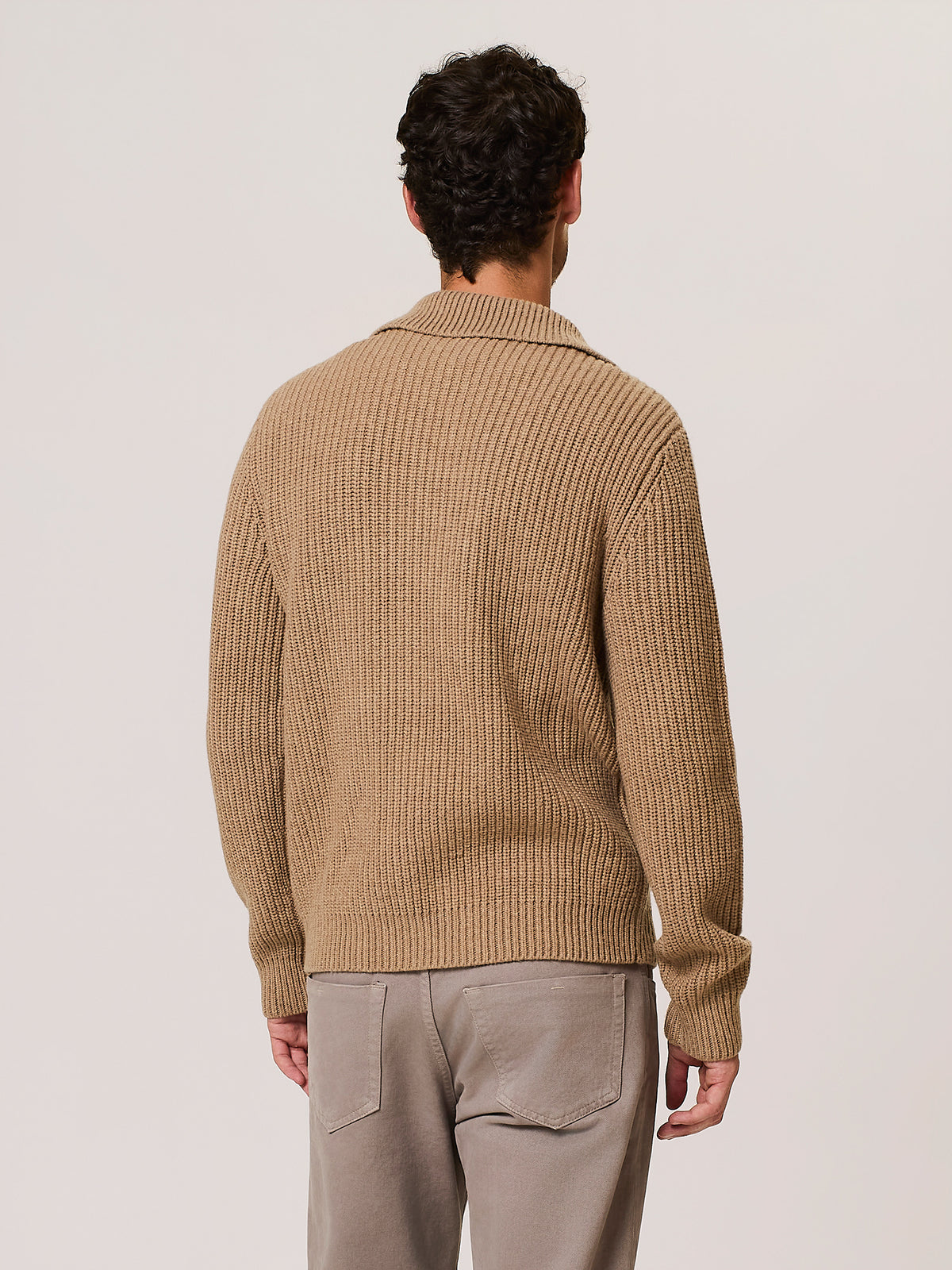 Ribbed full-zip wool-blend cardigan