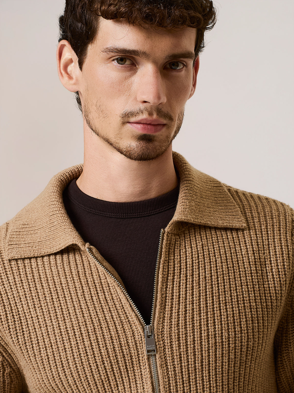 Ribbed full-zip wool-blend cardigan