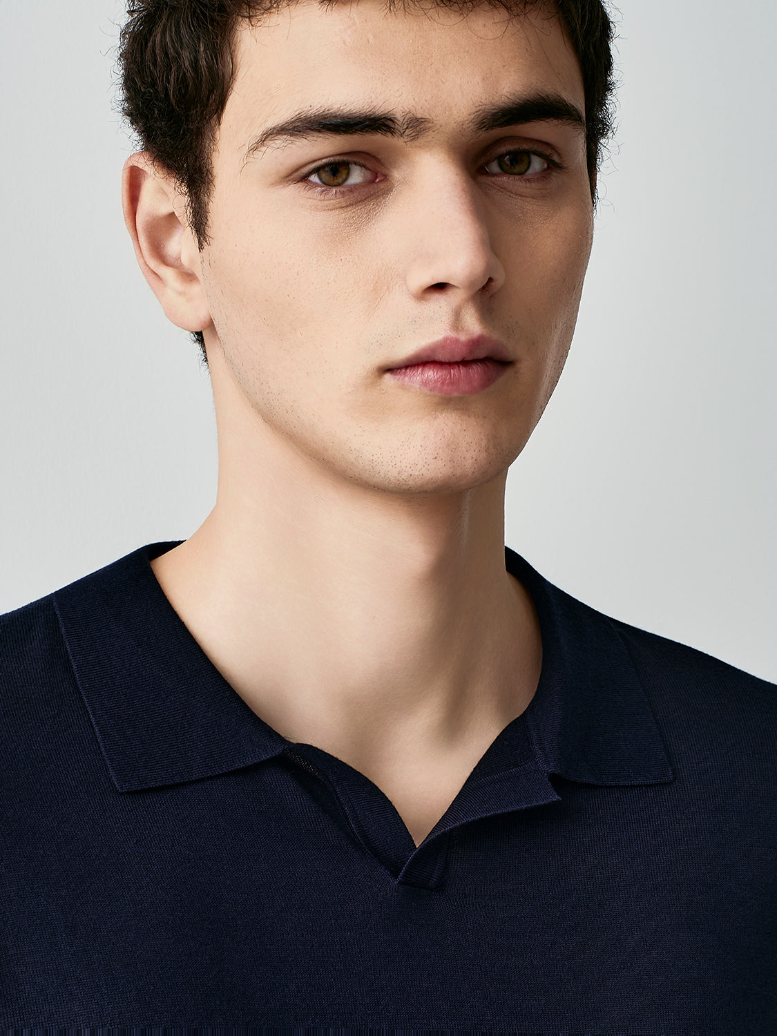 Silk blend knit polo