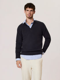 Polo in lana merino con scollo a v