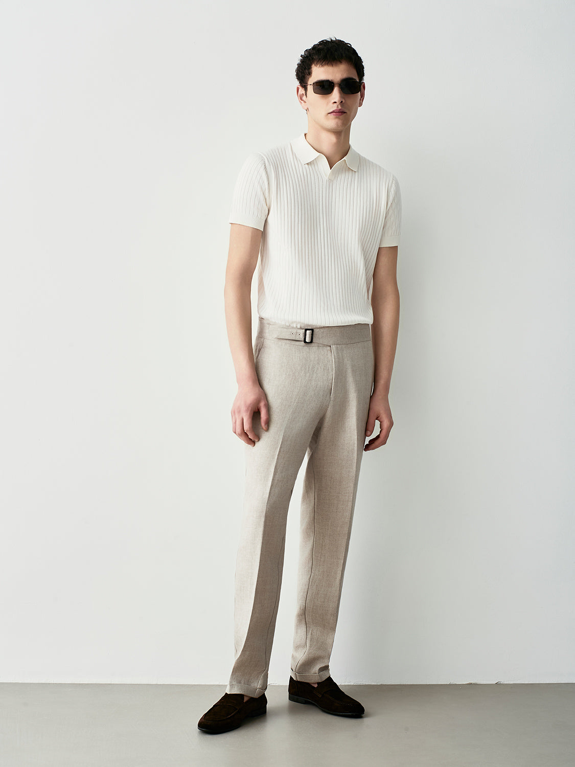 Ribbed knit polo shirt