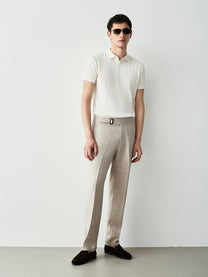 Ribbed knit polo shirt