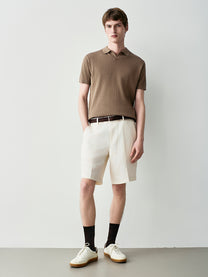 Ribbed knit polo shirt