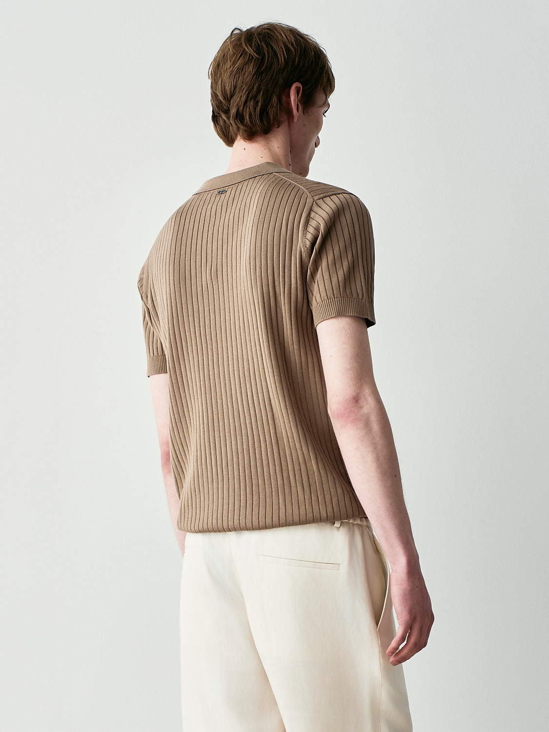 Ribbed knit polo shirt