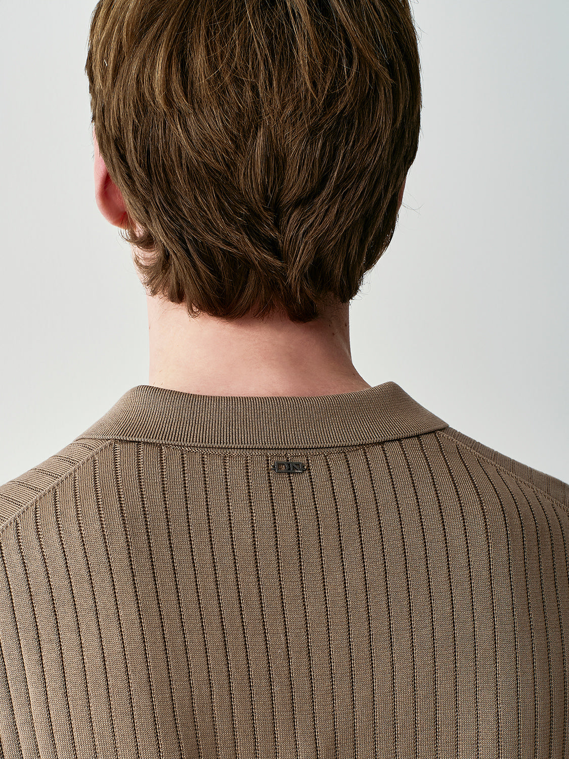 Ribbed knit polo shirt