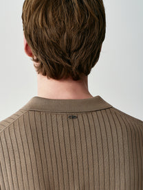 Ribbed knit polo shirt