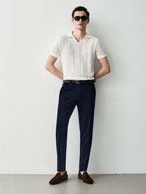 Openwork knit polo shirt