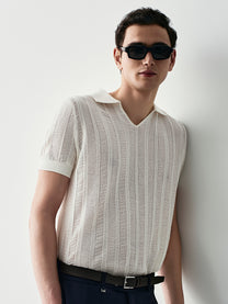 Openwork knit polo shirt