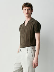 Openwork knit polo shirt