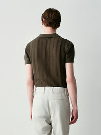 Openwork knit polo shirt