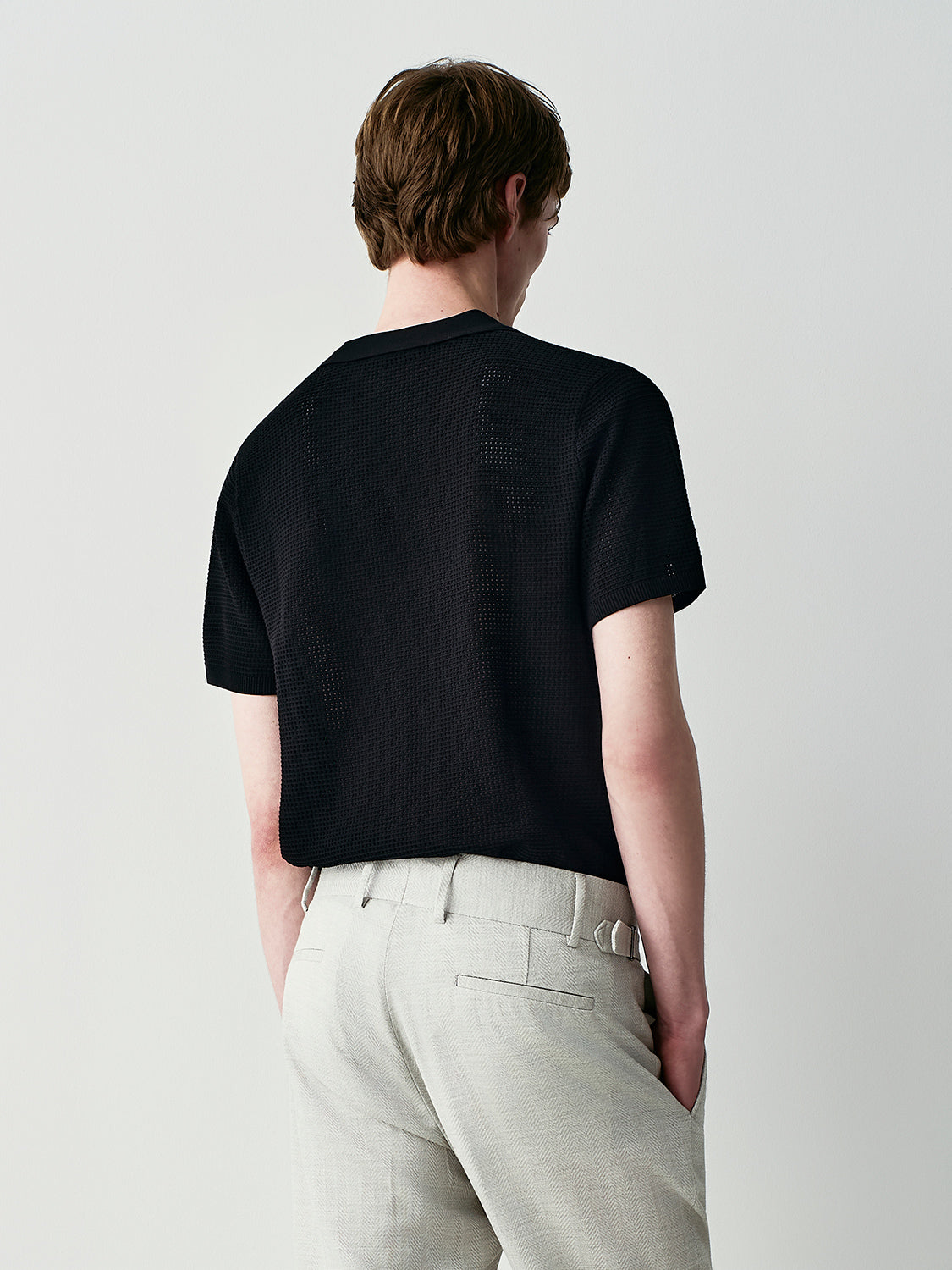 Openwork knit polo