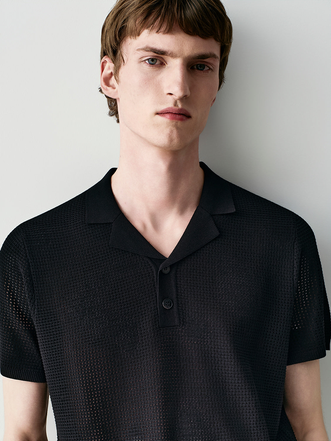 Openwork knit polo