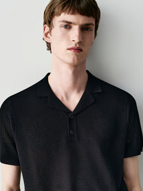 Openwork knit polo