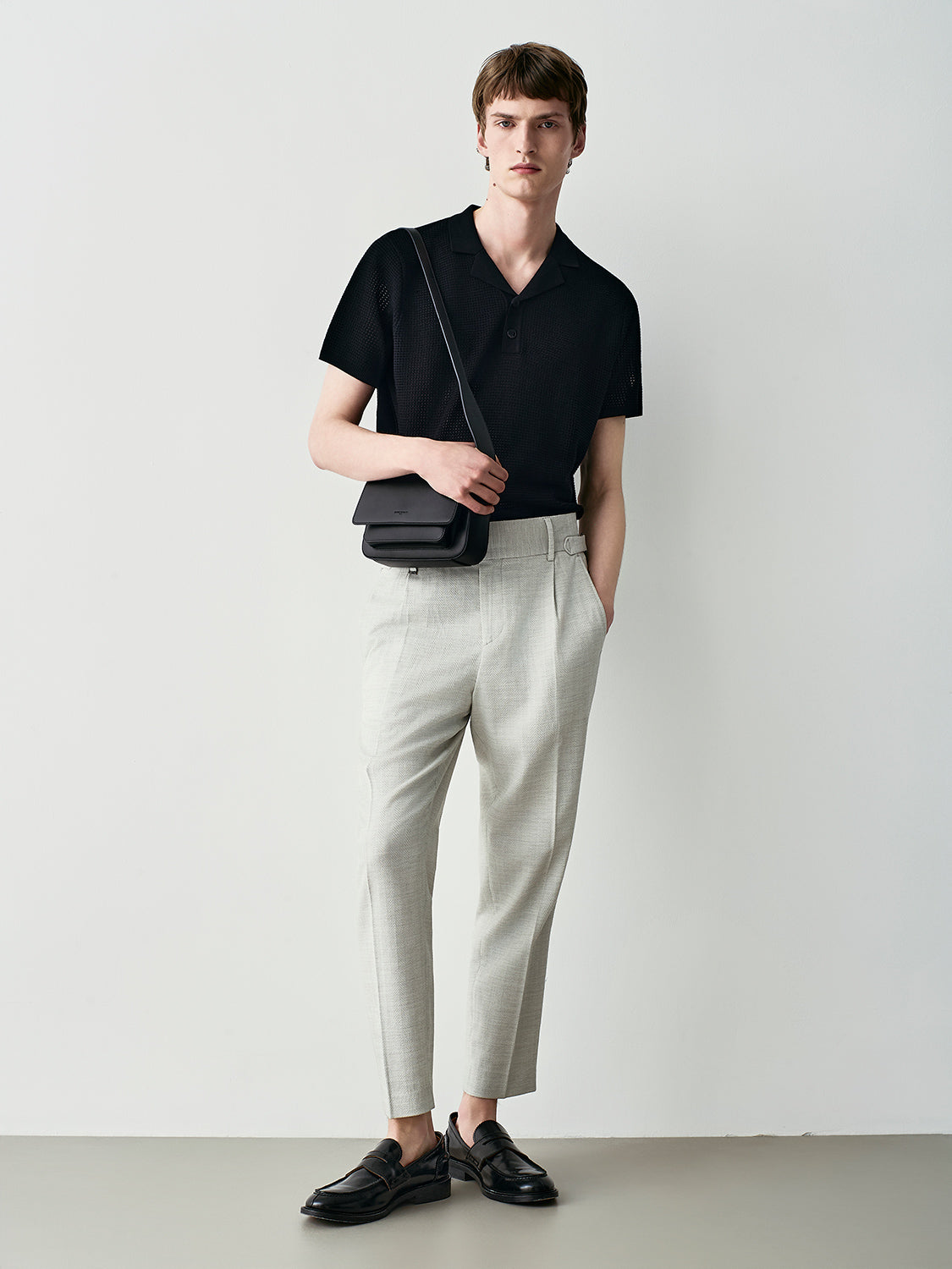 Openwork knit polo