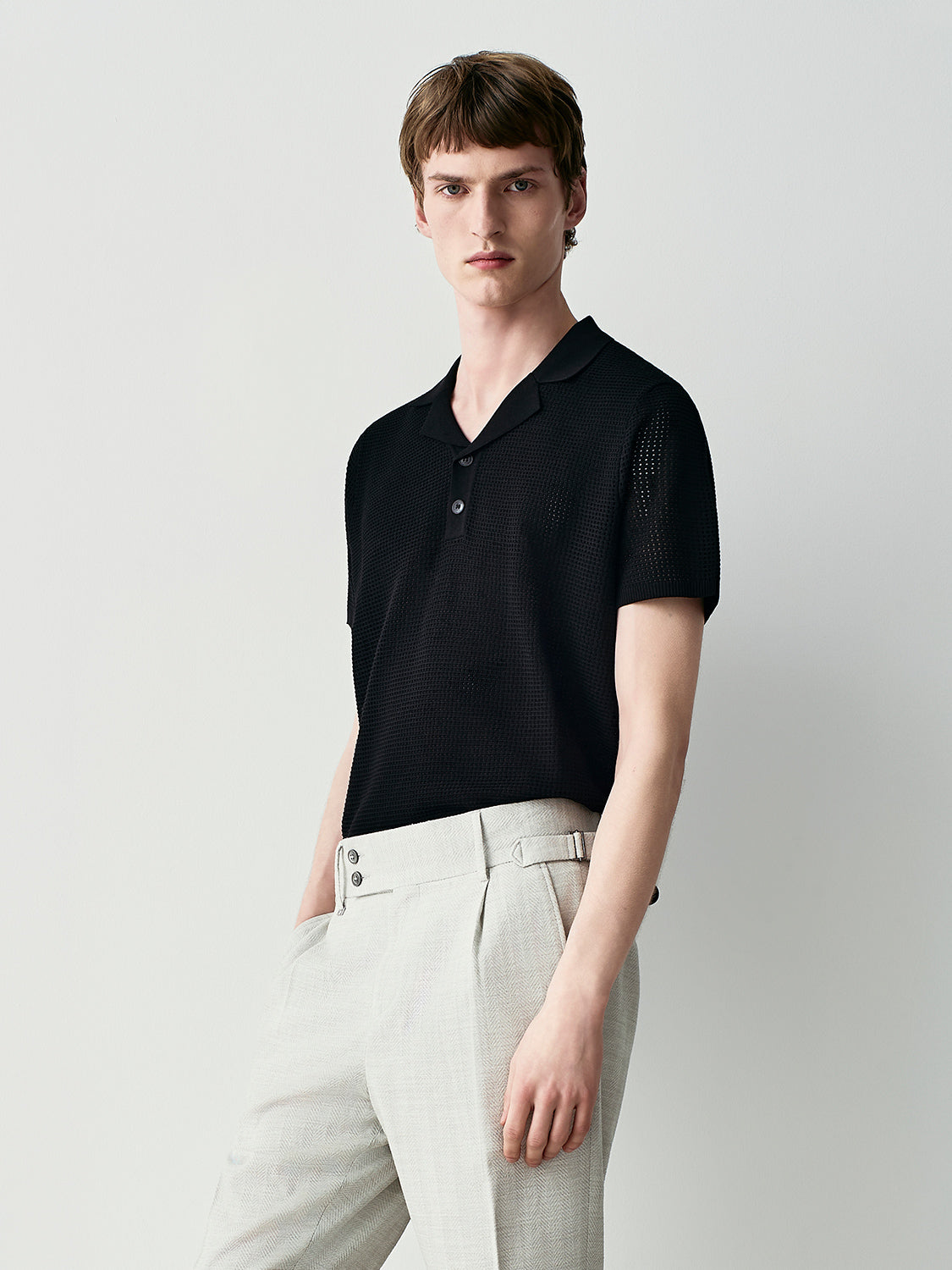 Openwork knit polo