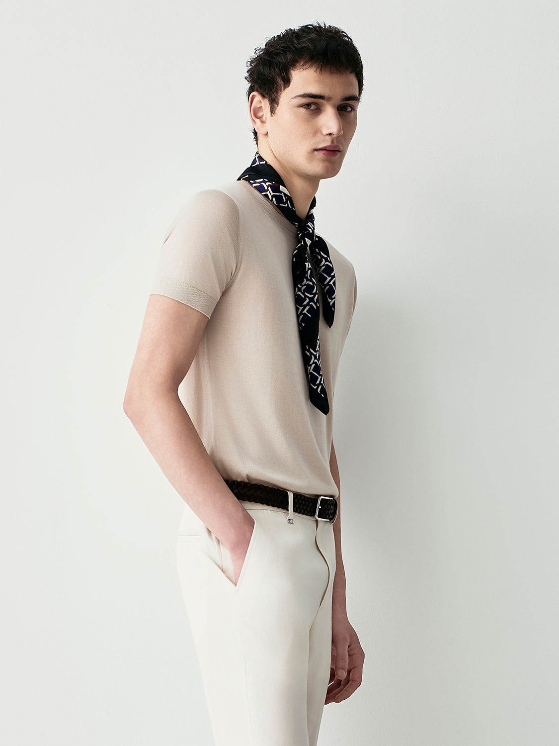 Silk blend knit t-shirt