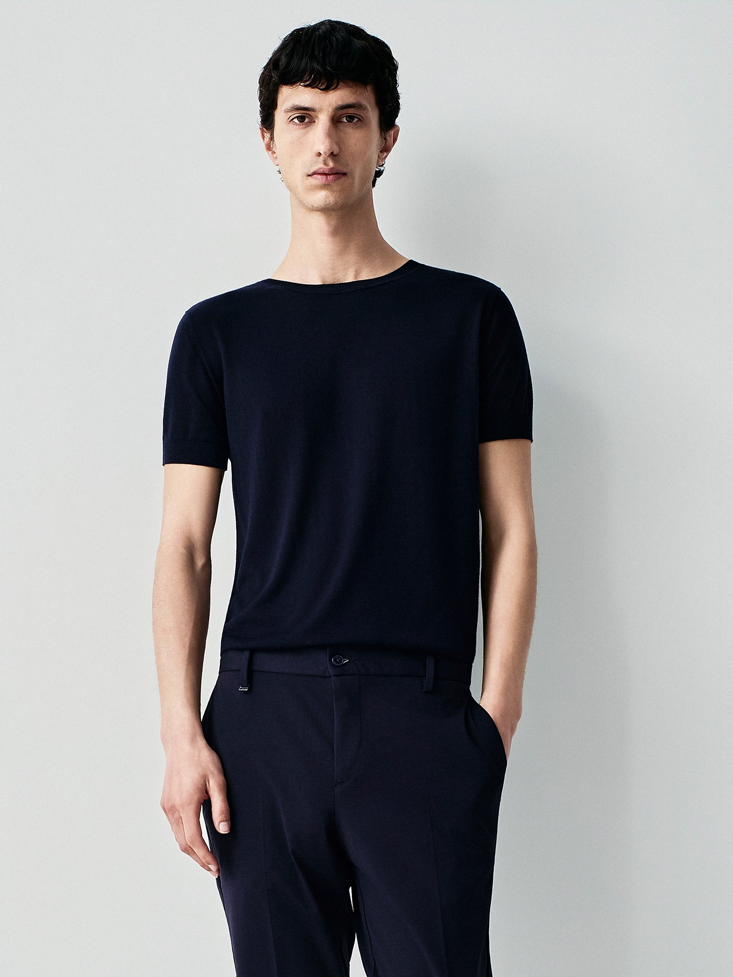 Silk blend knit t-shirt