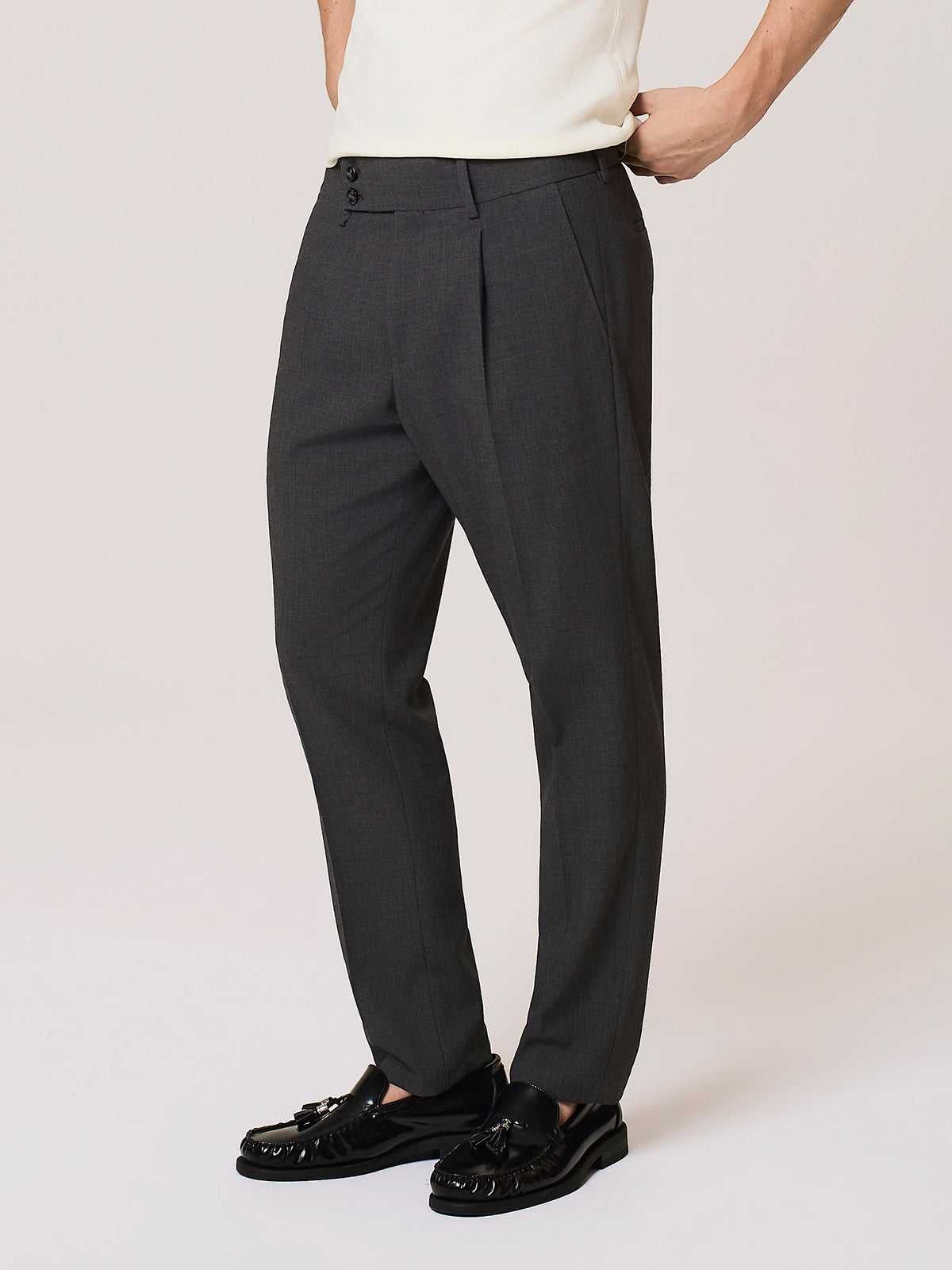 tailored trousers in stretch viscose and wool blend