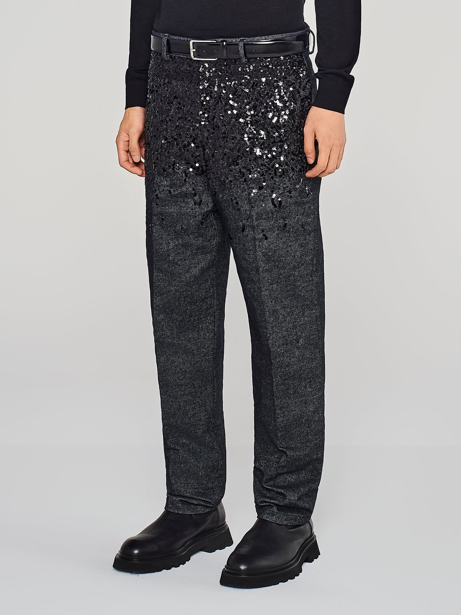 PANTALONE DENIM RICAMO PAILLETTES