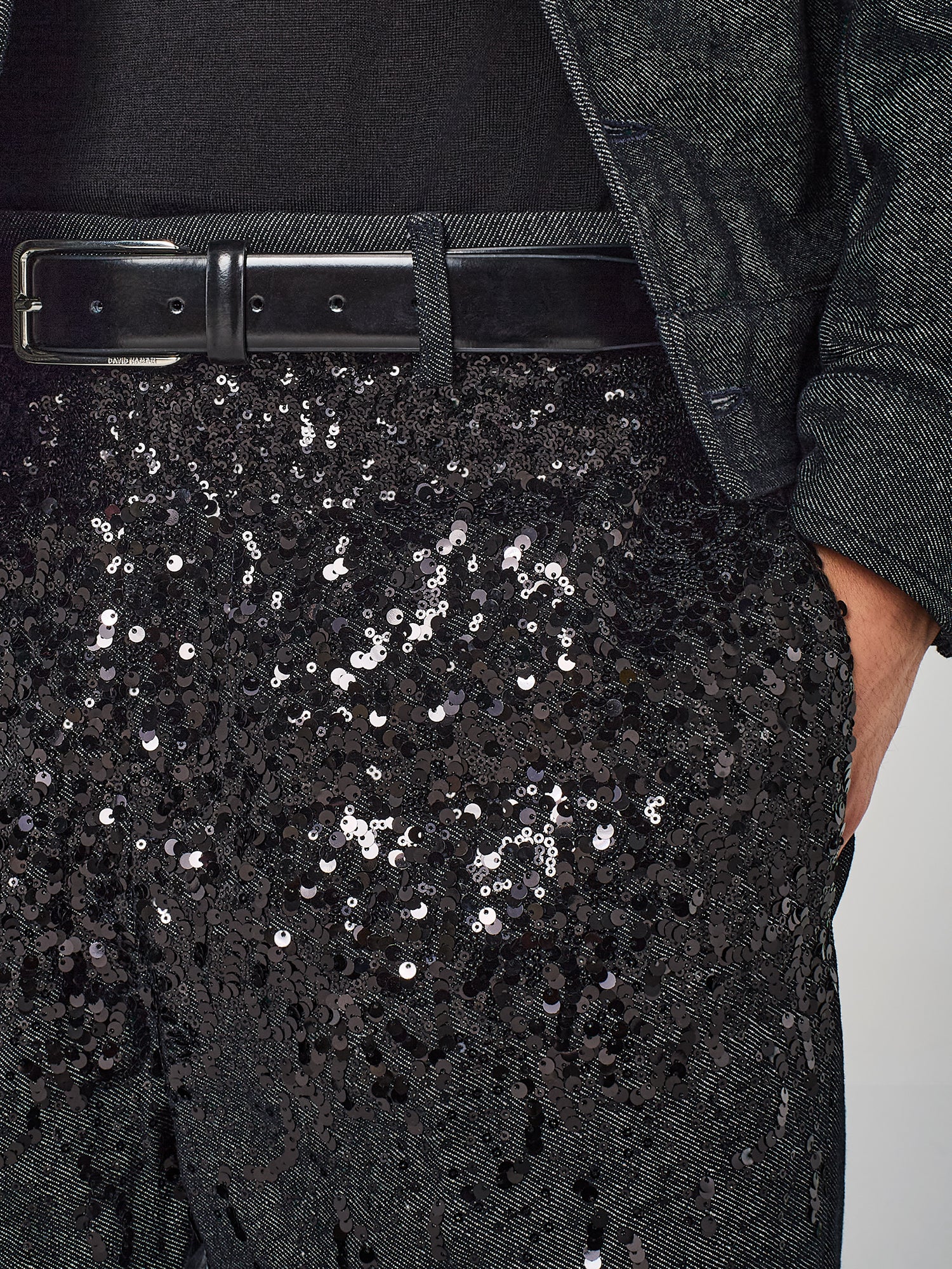 PANTALONE DENIM RICAMO PAILLETTES