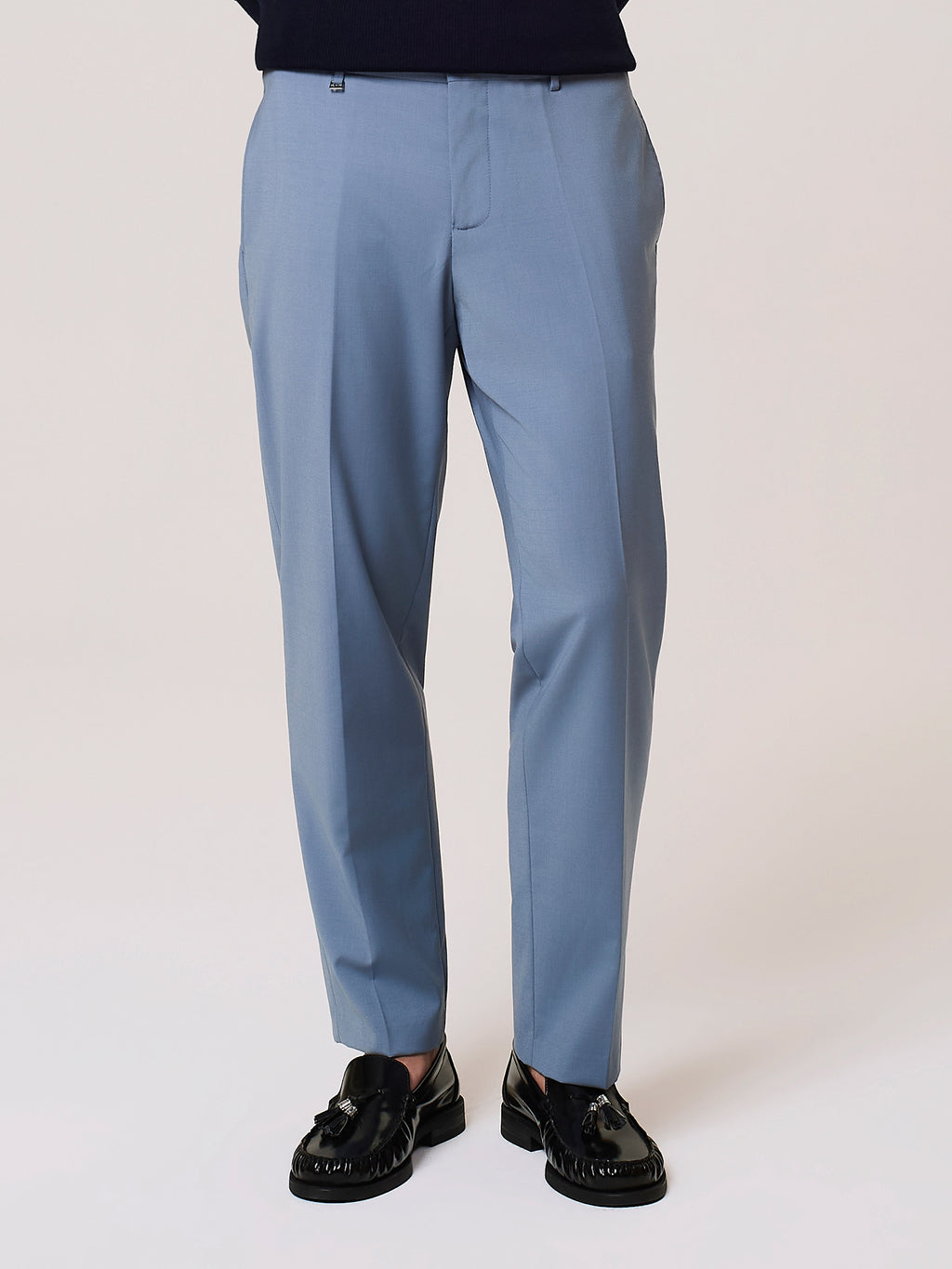 Pantalone uomo dusty blue jogger in misto lana con vestibilità regular, David Naman