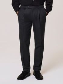 Wool and viscose blend pleated jogger trousers