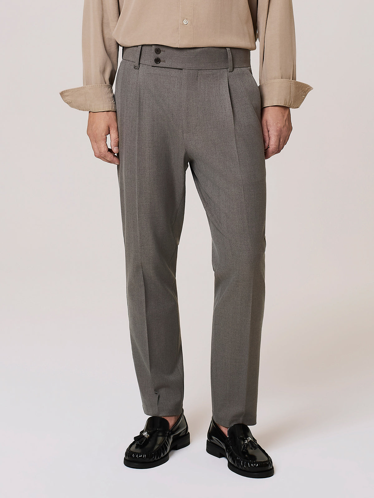 viscose blend tailored trousers with high waistband