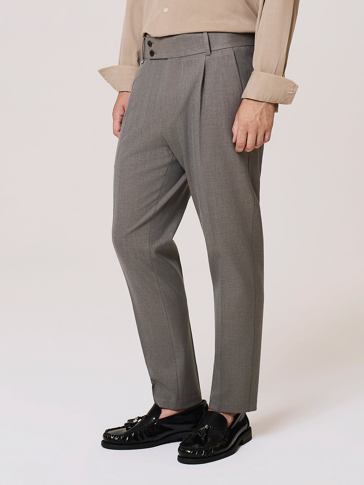 viscose blend tailored trousers with high waistband