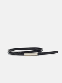 croc effect leather slim belt