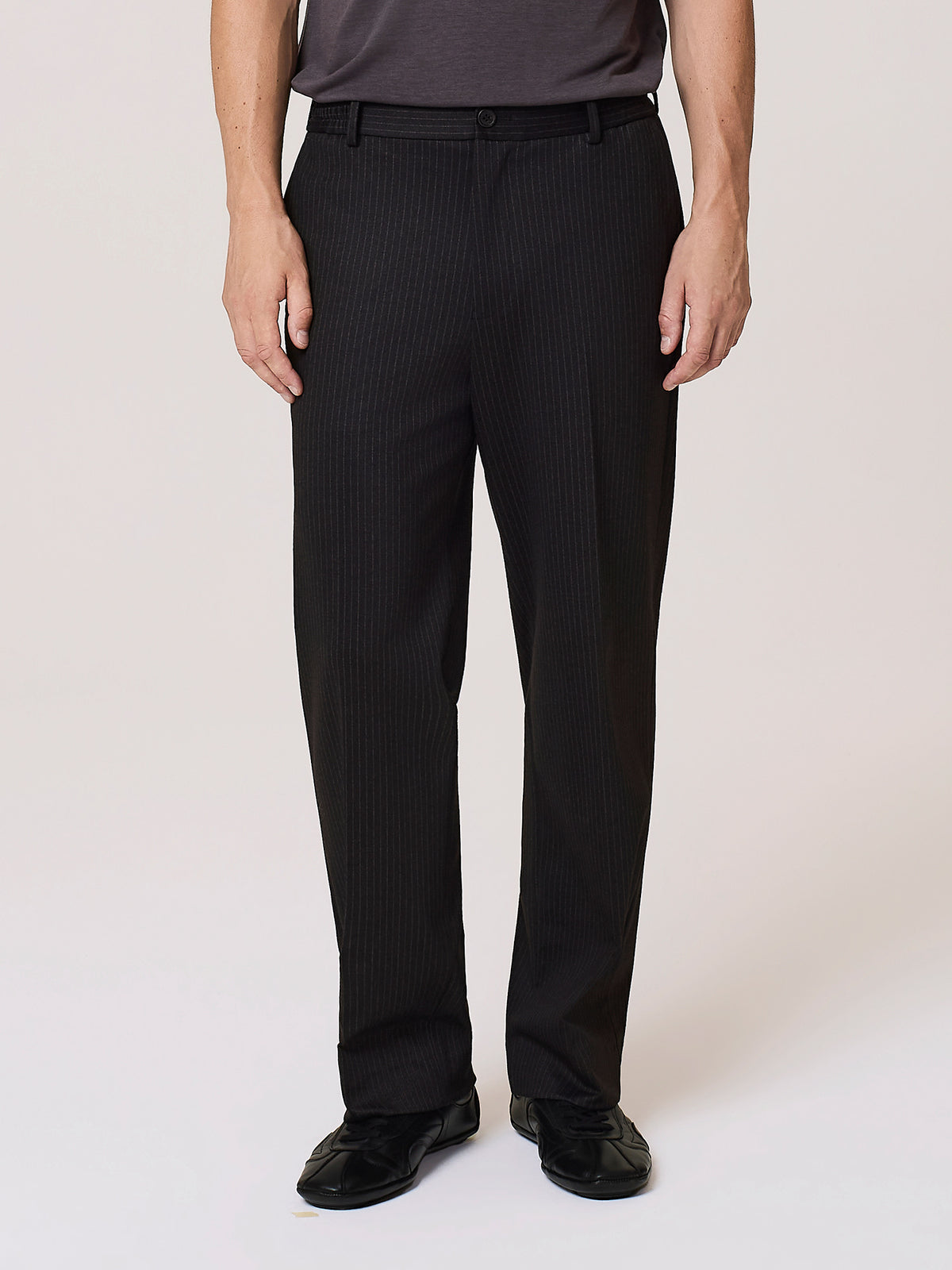 pinstriped jersey jogger trousers