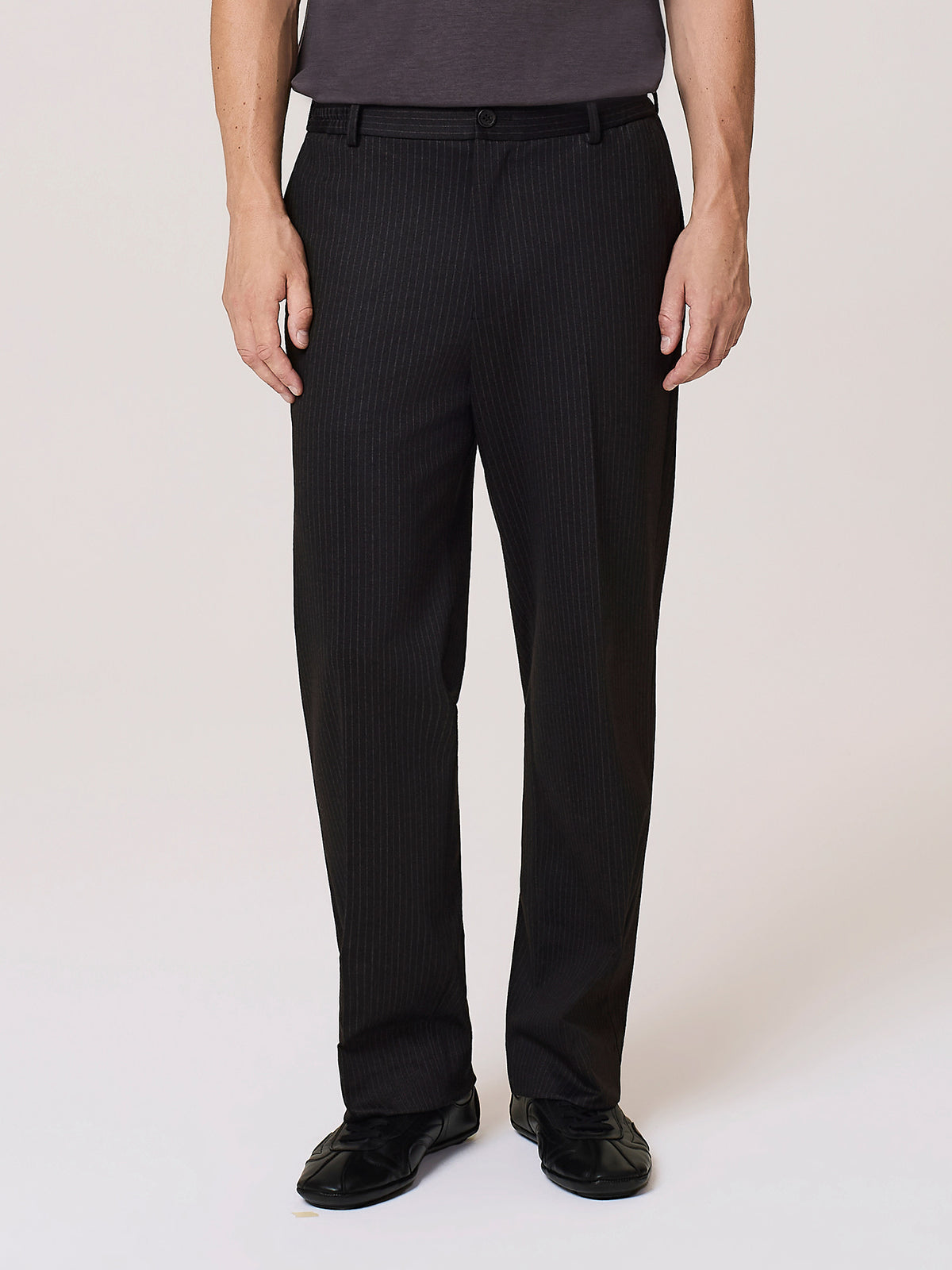 Pantalone da uomo jogger gessato in jersey stretch, David Naman
