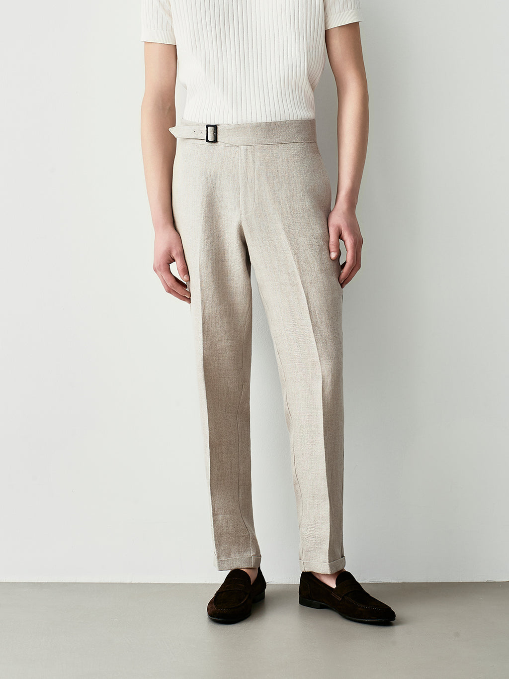 Tailored raw linen trousers