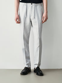 Linen trousers with drawstring