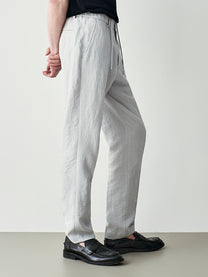 Linen trousers with drawstring