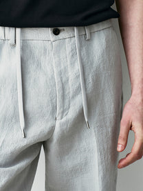 Linen trousers with drawstring