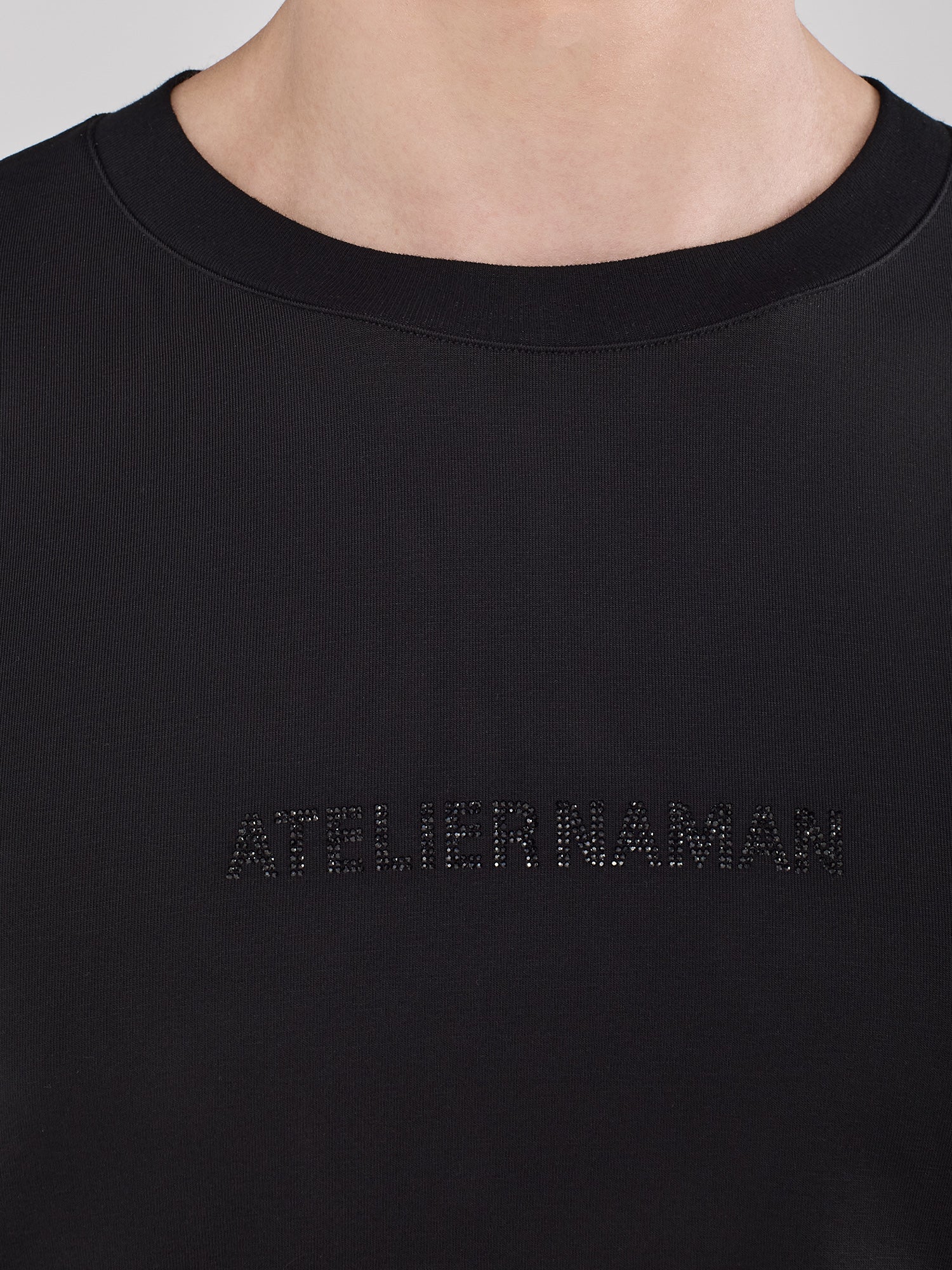 ATELIER NAMAN T-SHIRT WITH JEWELED LOGO	