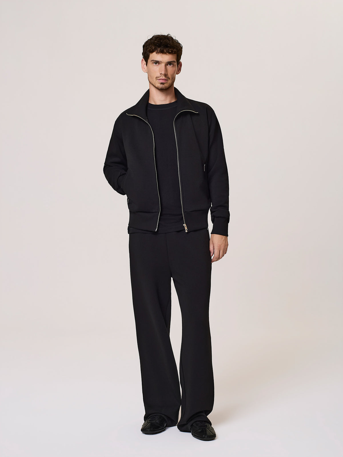 high neck full-zip sweatshirt