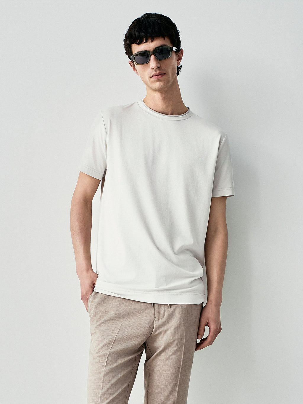 Double collar bicolor T-shirt