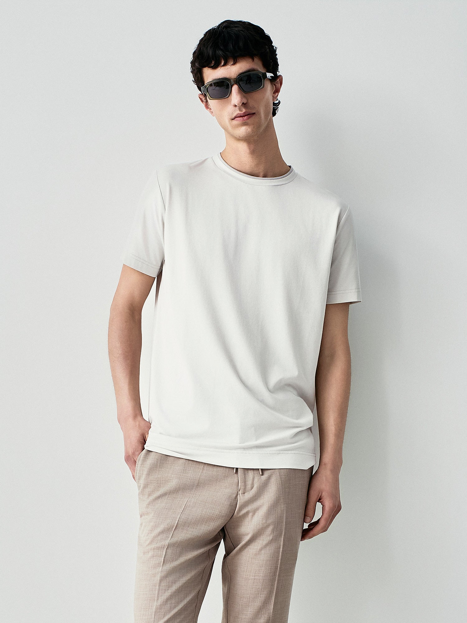Double collar bicolor T-shirt