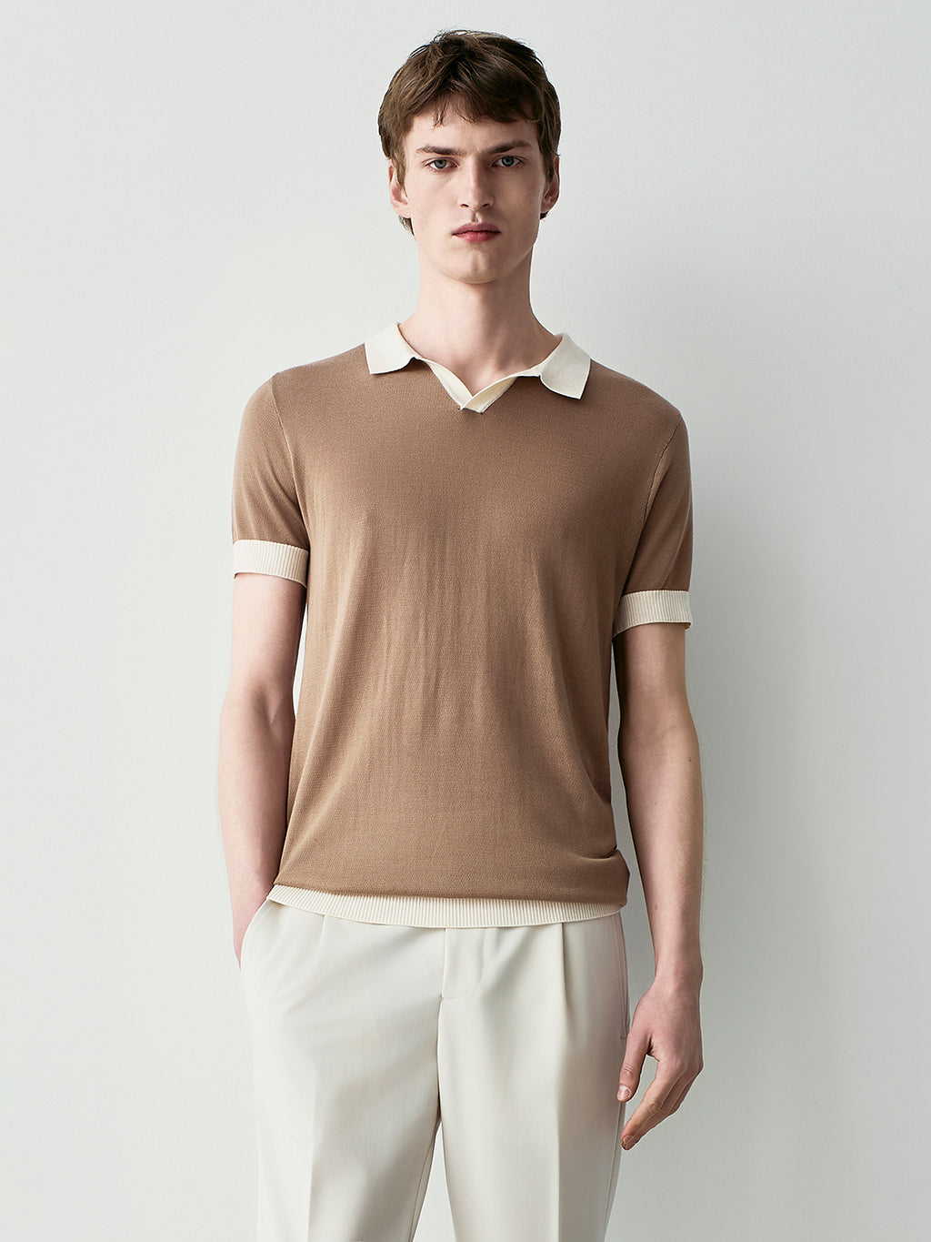 Polo in maglia con contrasti