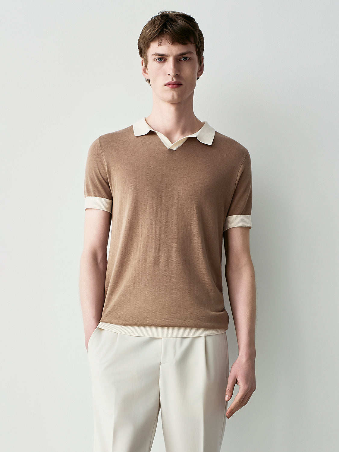 Knit polo with contrasts