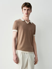 Knit polo with contrasts
