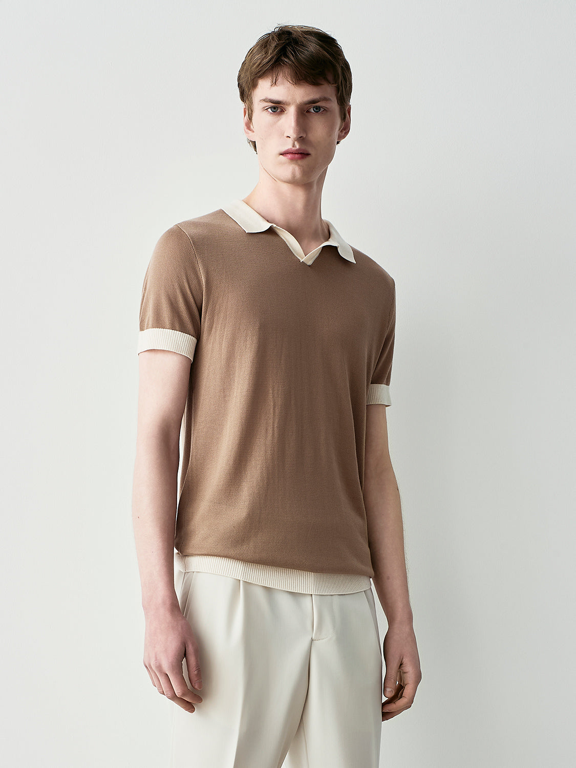 Knit polo with contrasts