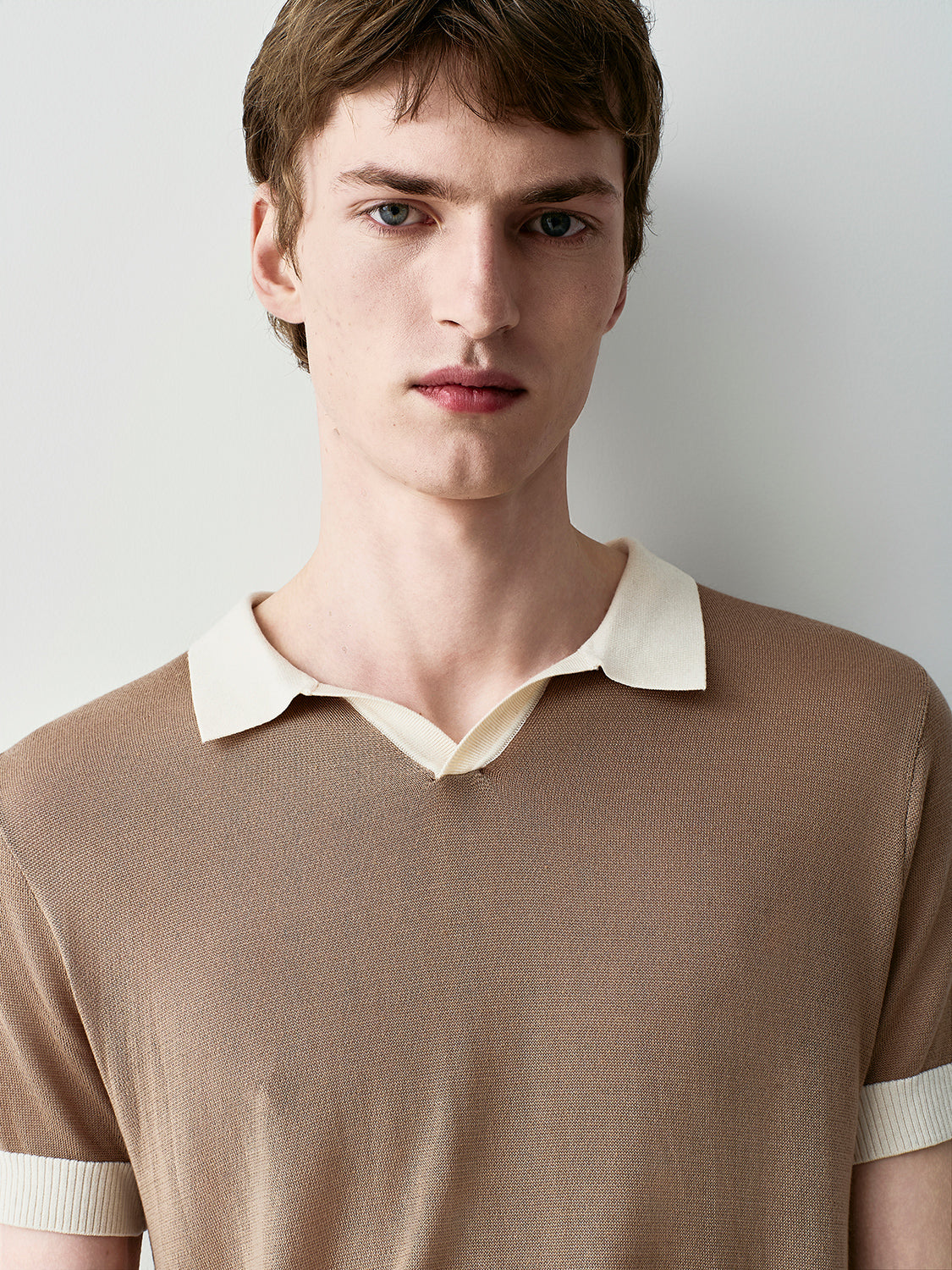 Knit polo with contrasts