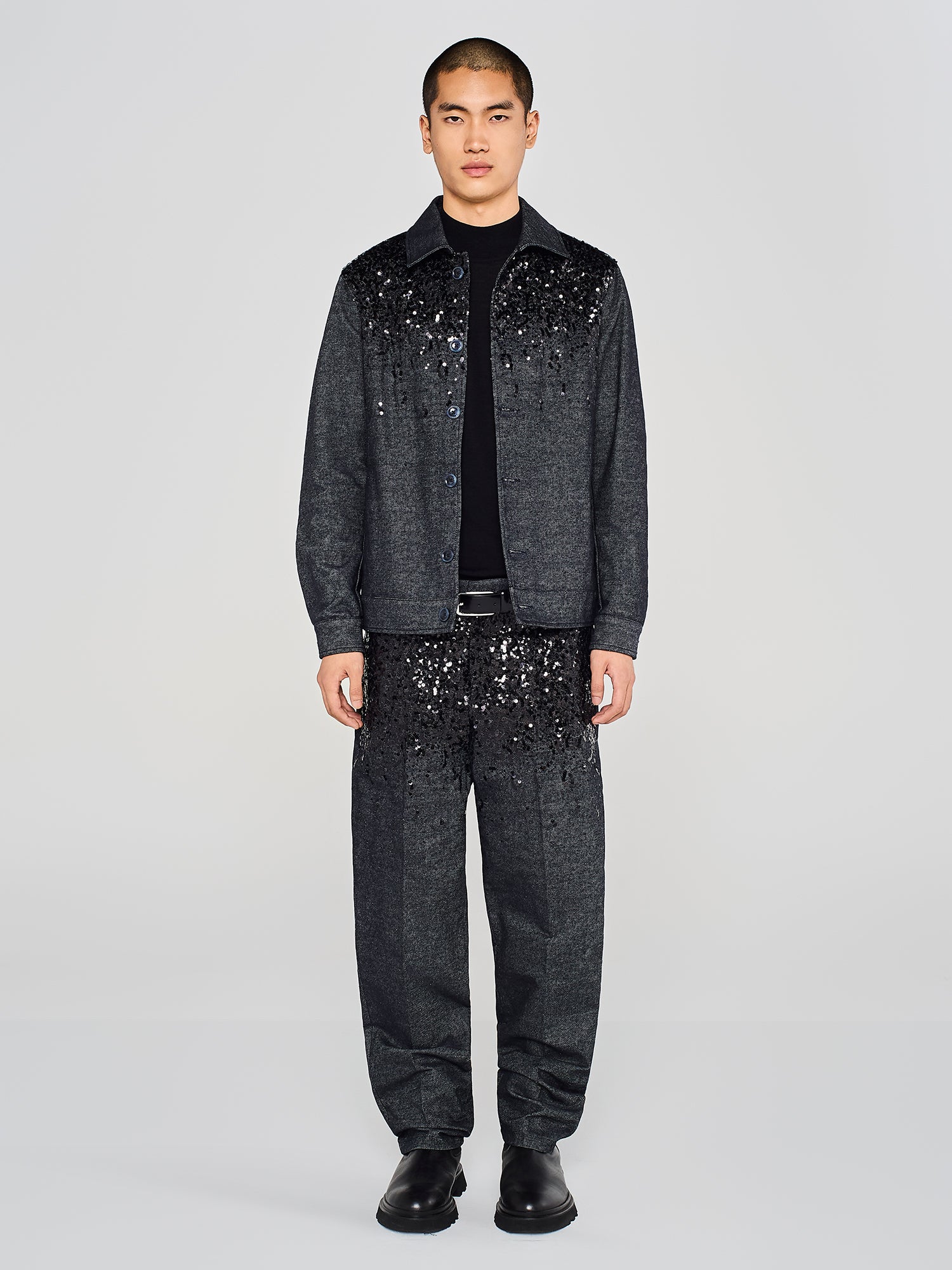 GIACCA DENIM RICAMO PAILLETTES