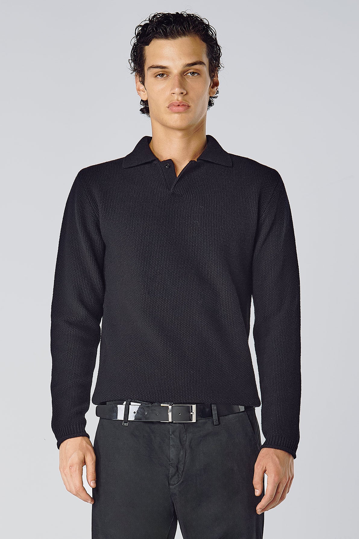 TEXTURE POLO SWEATER